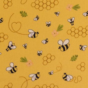 Baumwolldruck Bienen goldgelb von Swafing
